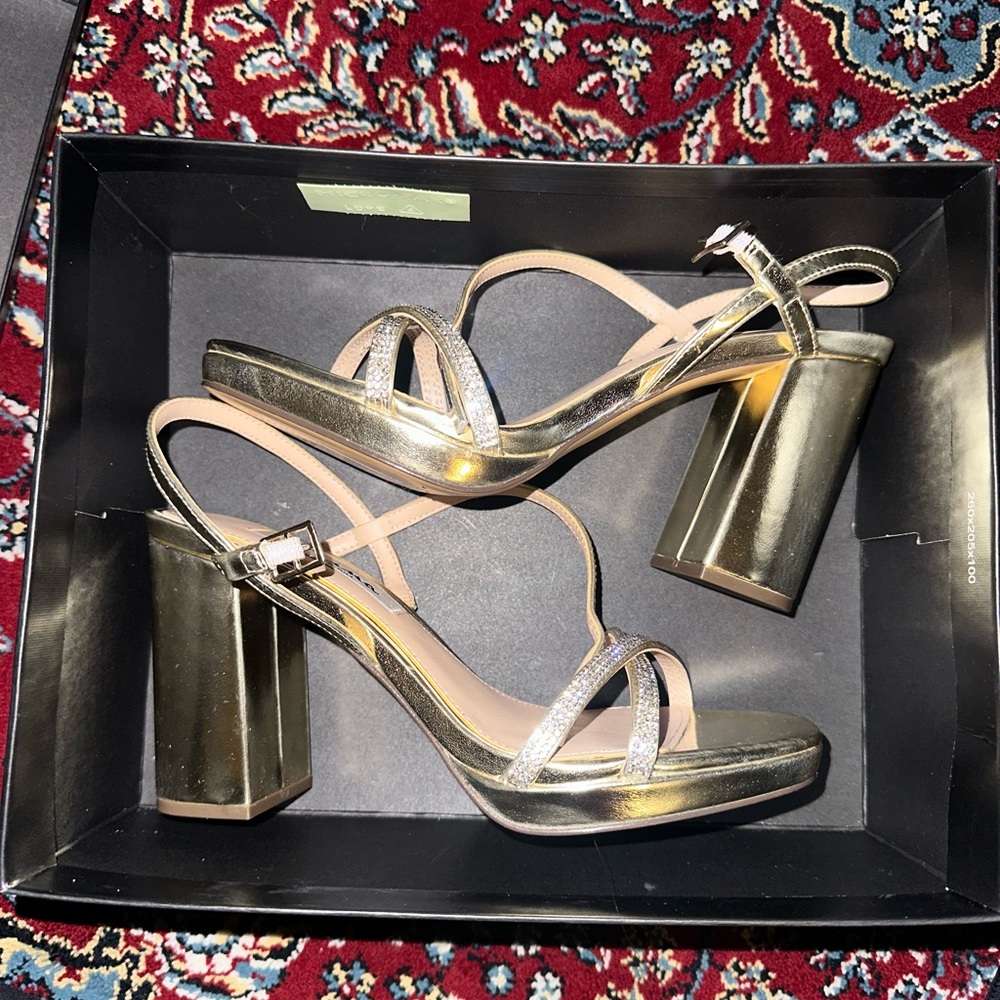 Nina Gold Platform Sandal Heels